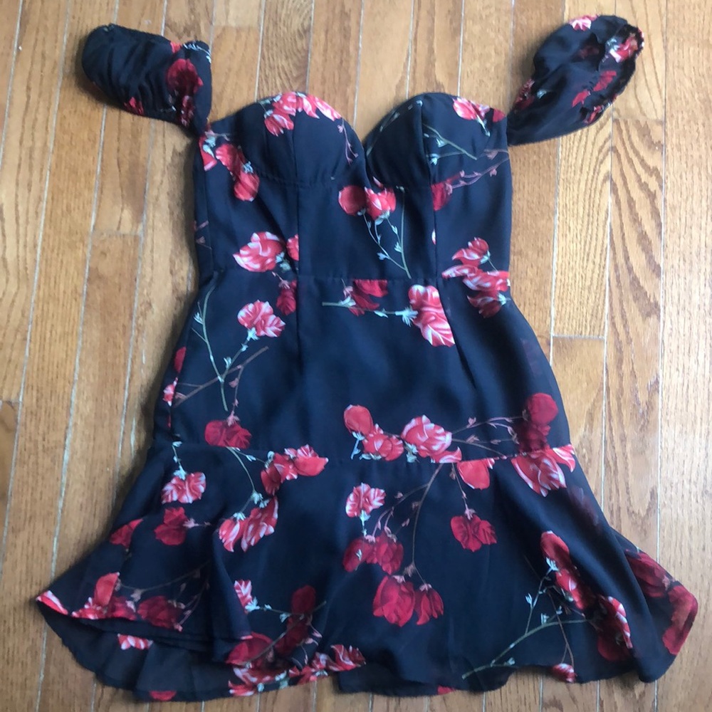 Floral off the shoulder fit and flare dress
